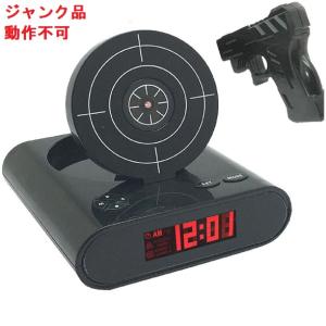 (ジャンク・動作不良)ピストル型 目覚まし時計 シューティング ガンアラームクロックブラック 置時計 __