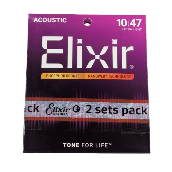 Elixir/エリクサー アコースティックギター弦 #16002 2個セット NANOWEB Ext...