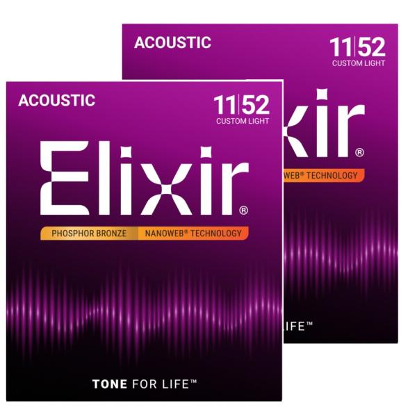 Elixir エリクサー アコースティックギター弦 2パック NANOWEB フォスファーブロンズ ...