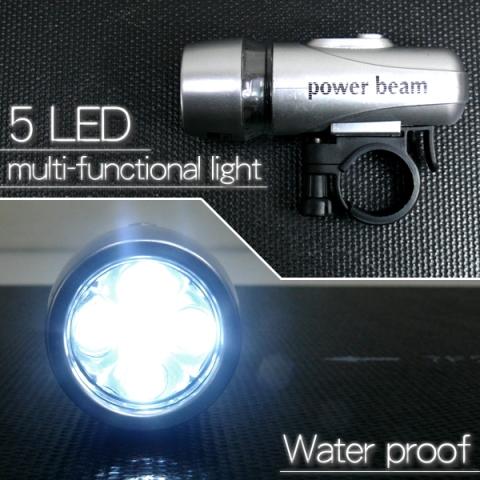 【並行輸入品】取付簡単 長寿命 5LED 自転車 フロントライト ヘッドライト (シルバー) _