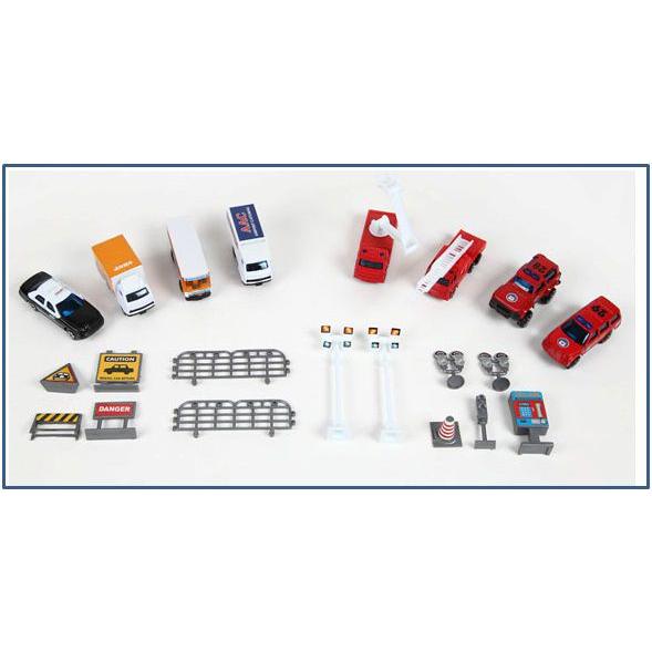 ダイキャストメタルボックス 1:72 車8台+ジオラマキット 消防 __