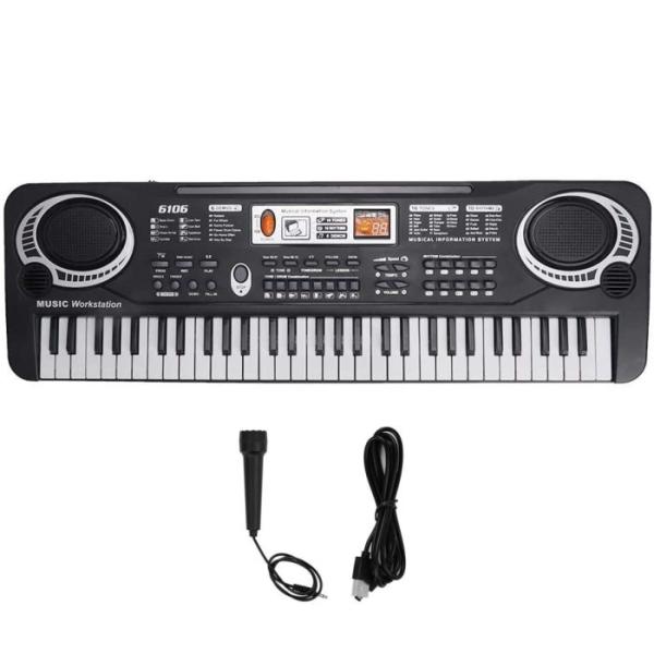 61鍵盤 電子キーボード 多機能 16トーン 10種リズム 軽量 コンパクト 子供 ピアノ 練習 お...
