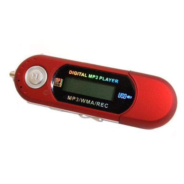 電池式 8GB内蔵 MP3プレーヤー レッド USBメモリ機能 オーディオプレーヤー 音楽再生 録音...