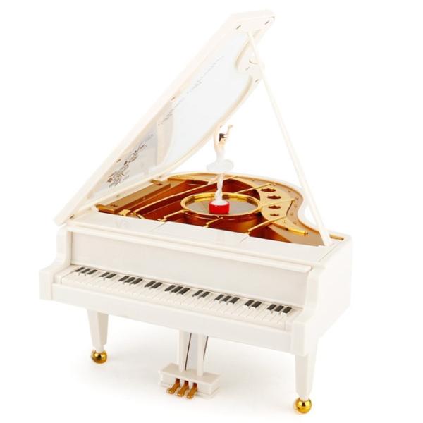 回転 踊るバレリーナ クラシックスタイル ピアノ型オルゴール 楽曲選択不可 グランドピアノ オルゴー...