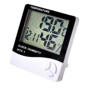 デジタル温湿度計 4ボタン 温度計 湿度計 アラーム 時計 目覚まし 日付 カレンダー 多機能 掛け時計 置時計 _｜vaps
