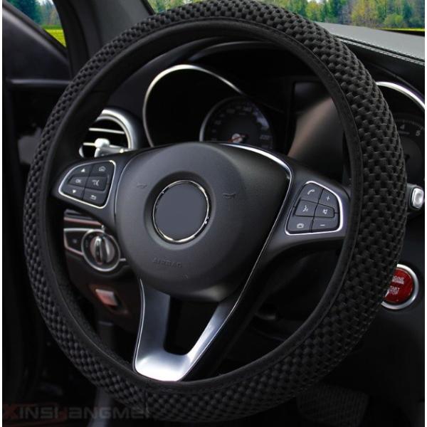 【並行輸入品】メッシュ ステアリングカバー ブラック 車用 ハンドルカバー 夏 通気性 普通車 軽自...