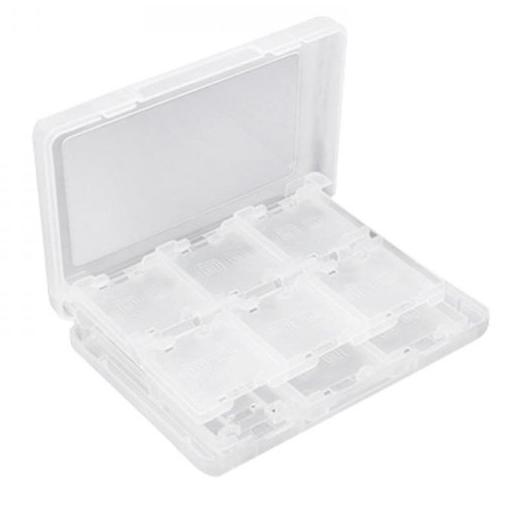 【並行輸入品】3DSカードケース 最大22枚収納 SD2枚/microSD2枚 ペン2本 クリアホワ...