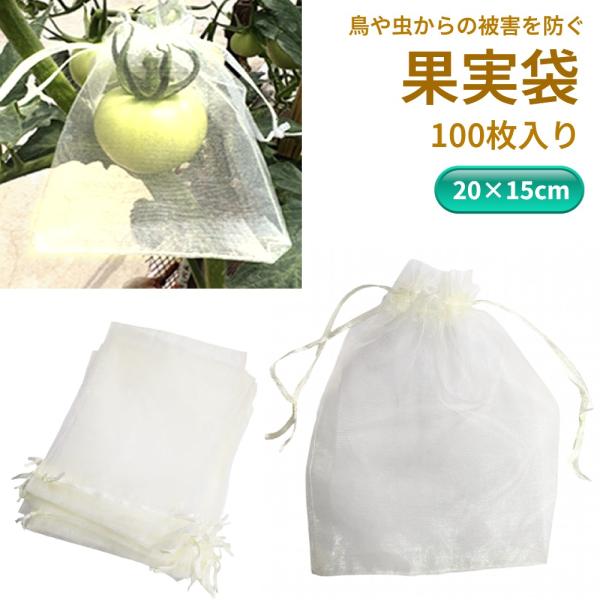 【並行輸入品】果実袋 20×15cm 100枚入 果実保護袋 果物ネット 保護ネット 防虫ネット 巾...