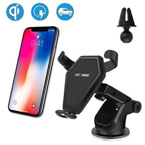 Qi ワイヤレス充電器 車載ホルダー スマホホルダー iPhone8/iPhone8Plus/iPhoneX/XS/XS Max/Galaxy/Android __
