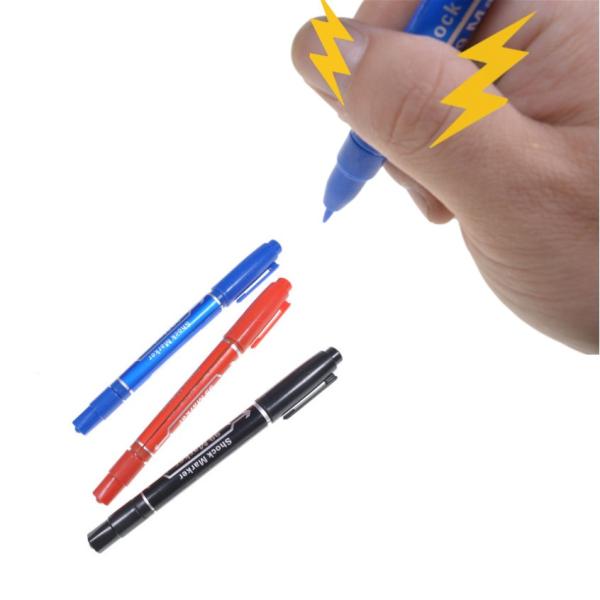【並行輸入品】ビリビリ マジックペン 極細 カラーランダム(赤/黒) いたずら どっきり 電気ショッ...