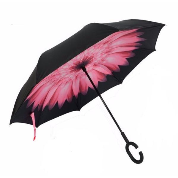 【並行輸入品】軽量 逆さ傘 Cタイプ フラワーピンク 濡れない 逆傘 逆さま傘 __