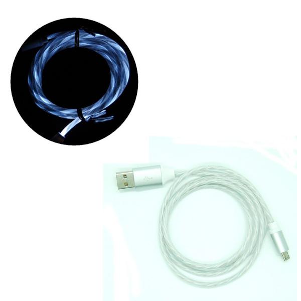 LED発光 microUSBケーブル シルバー 光る USBオス-microUSBオス  _