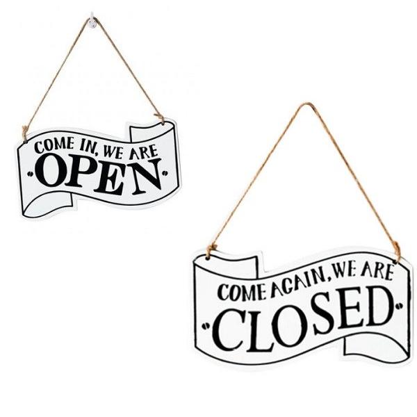 【並行輸入品】OPEN&amp;CLOSED サインプレート ホワイト オープン クローズ 店看板 インテリ...