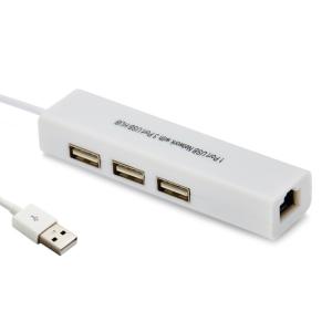 USB2.0ハブ 3ポート 有線LANアダプタ付き 500mA 10/100Mbps _