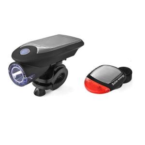 ソーラーパネル付 自転車LEDライト USB充電 ソーラー充電 ヘッドライト テールライト 防水 テールランプ _