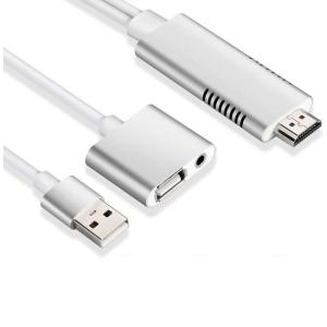 テレビ 接続 iOS iPhone iPad Android hdmi 変換 対応 アダプター ケーブル 3in1 フルHD USB ミラーリング テレビ 映す _.｜vaps