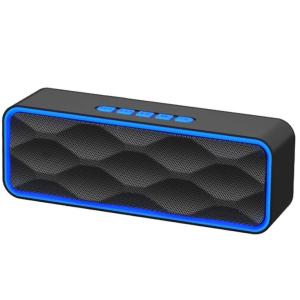 Bluetooth5.0 ワイヤレススピーカー ブルー 小型 置き型 ポータブル ハンズフリー 通話 重低音 高音質 USB 無線 マイク __｜vaps