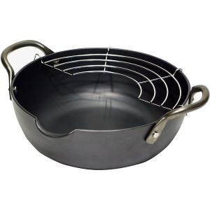 岩鋳（IWACHU） 天ぷら鍋 南部鉄器 平底27cm (天ぷら網付き) 日本製 IH