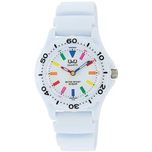 腕時計 時計 キューアンドキュー Q&amp;Q  スポーツウォッチ アナログ 10BAR ホワイト×マルチ...