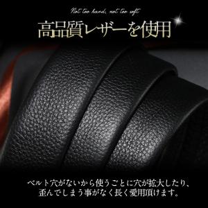 ベルト メンズ 穴なし 無段階 紳士 革 レザ...の詳細画像5