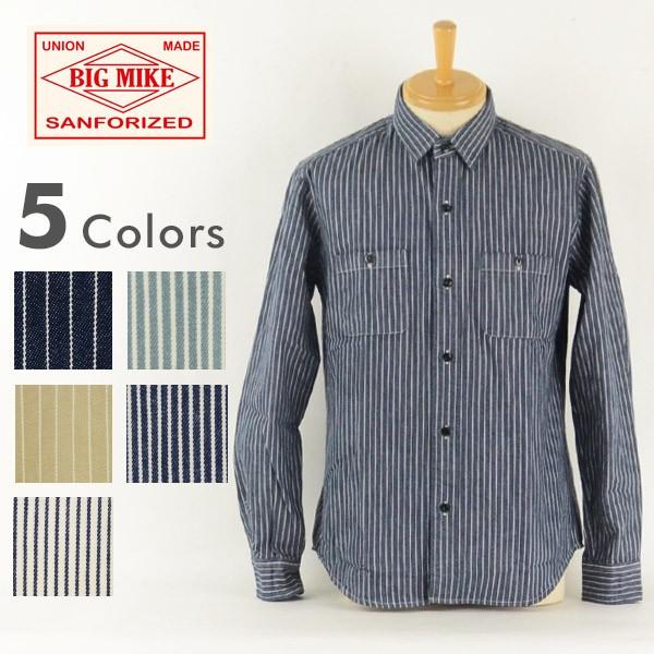 BIGMIKE ビッグマイク 101815005 L/S STRIPE WORK SHIRT メンズ...