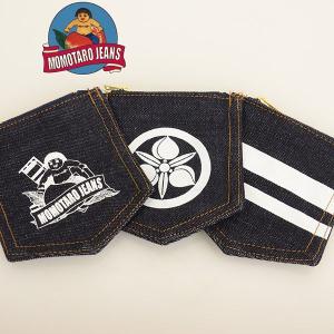 桃太郎ジ―ンズ MOMOTARO JEANS MGZ0038S(AS-38) ポケット型デニム小銭入れ 出陣 桃太郎 家紋 メンズ 小さい財布 得トクセール