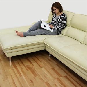 カウチソファ 3人掛 本革 革 革張り 右カウチ L字 幅247 アイボリー おしゃれ 人気 北欧 モダン シェーズロング ソファ ソファー