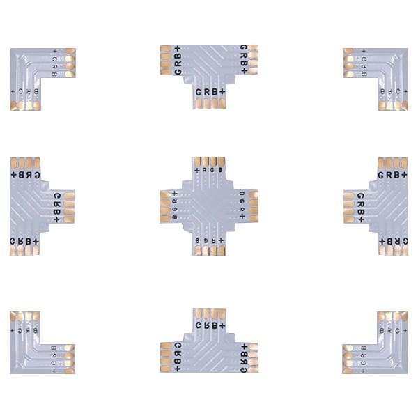 LEDテープライト用 分岐コネクタ 全3種 5050smd RGB マルチカラー用 パーツ Ｌ字 T...