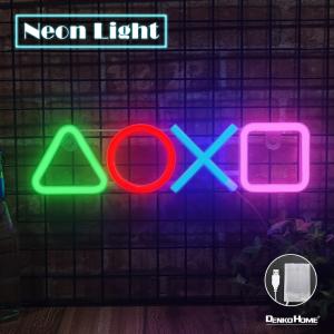 ゲームコントローラーボタン ガラスネオン マルチカラー インテリアおしゃれ雑貨 DENKO HOME（電光ホーム） LED ネオンサイン ボタン コントローラー