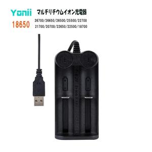 マルチ USB充電器 18650用 2スロット バッテリー充電器 21700 26650