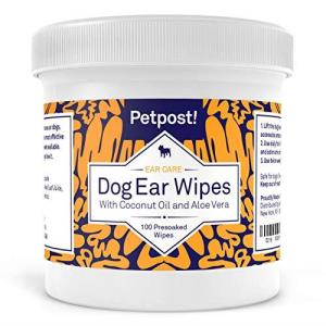 Petpost | 猫と犬用耳クリーニングシート - ココナッツオイルとアロエエキスを含んだシート100枚