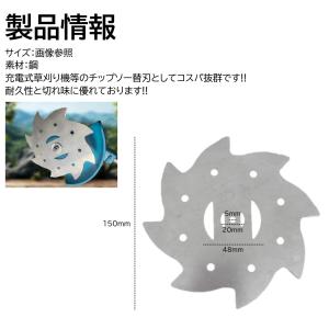 6インチ 八角型 チップソー 2枚 充電式 草...の詳細画像1