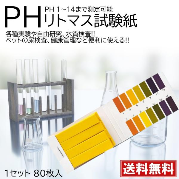 80枚入 リトマス試験紙 ph試験紙 ペーハー試験紙 研究 尿 検査 水槽 土壌 水質検査 魚 アク...