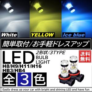 全3色 LEDフォグランプ 綺麗な色 H8/H9/H11/H16/HB3/HB4 SMDチップ DC12V イエロー ホワイト アイスブルー