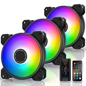 EZDIY-FAB 120mm RGB PCケースファン マザーボードAura 同期 リモコンによる速度制御 高性能 6PINコネクタ リモ
