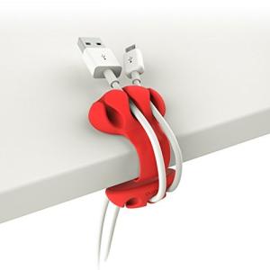 BOBINO デスクケーブルクリップ レッド W5.2×D3.7×H5.8cm パソコン 配線 整理 まとめる 充電コード USB 電