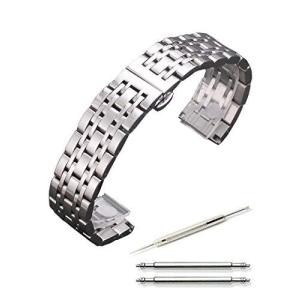 Calme 腕時計 ステンレス ベルト 鏡面 七連 ワンプッシュ式 ブレスレット 直カン 18mm 20mm 22mm 24mm