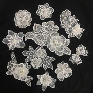 Sweetimes レース生地 刺繍花 縫製 DIY 服 工芸品の装飾 パッチ アップリケ モチーフ 10枚セット アイロン両面接着