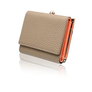 LASIEM がま口財布 本革 レディース ミニ財布 三つ折り財布 スキミング防止 バイカラー