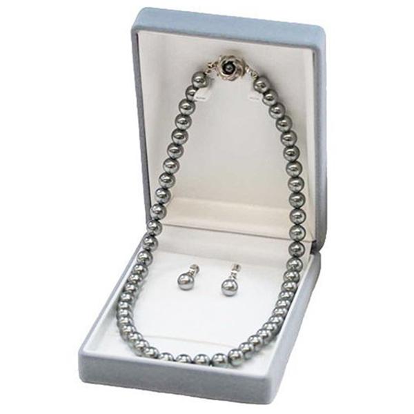 取寄品 ジュエリー NPSC-002GY パールネックレス&amp;イヤリングセット ガラスパール ネックレ...