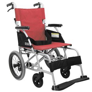 直送品A カワムラサイクル 車椅子 車いす 車イス 軽量ベーシックモジュール車いす 介助用 No.93 赤ストライプ 介護用品 介護 BML14-40SB 同梱不可 