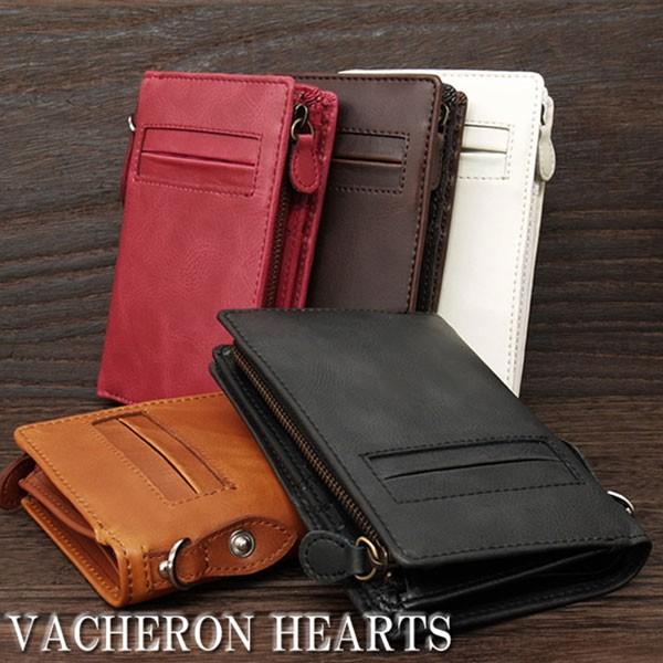 取寄品 VACHERON HEARTS 本革使用 縦型二つ折り財布 カードポケットL字ファスナー札入...