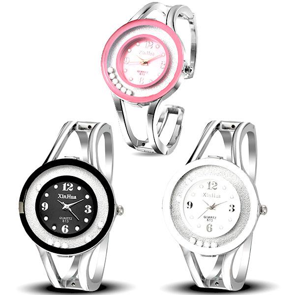 腕時計 レディース レディース腕時計 AV035 ラウンドストーンが揺れ動くシルバーバングルウォッチ...