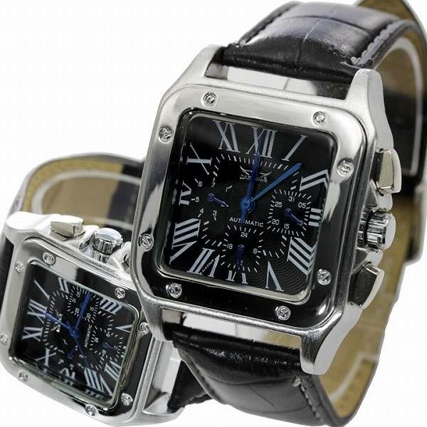 JARAGAR自動巻き腕時計ジャラガーBCG47スクエアケース デイデイト機能 日付カレンダー付きメ...