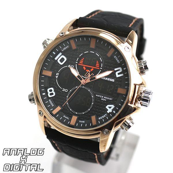 デュアルタイム アナデジ腕時計 HPFS9102-PGBK アナログ&amp;デジタル ダイバーズウォッチ風...