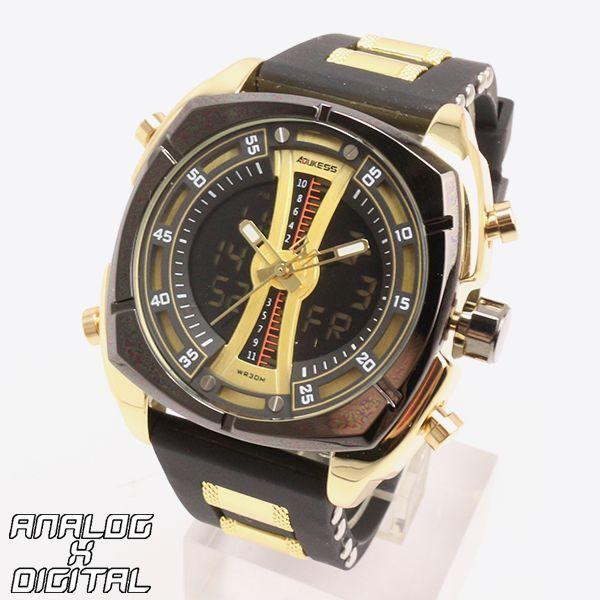 デュアルタイム アナデジ腕時計 HPFS9501-YGD アナログ&amp;デジタル ダイバーズウォッチ風 ...