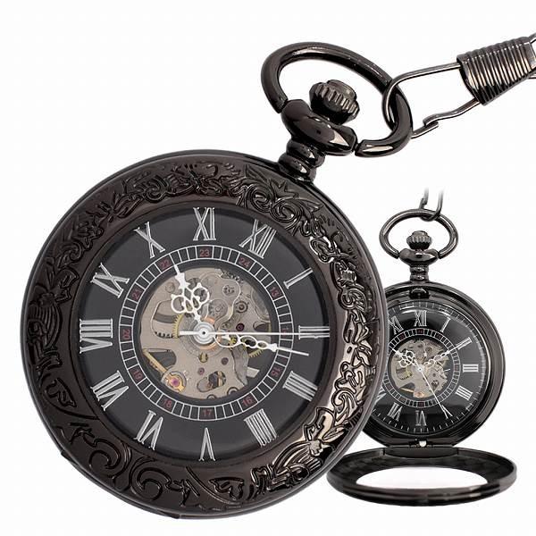 ポケットウォッチ 懐中時計 メンズ メンズ懐中時計 PWA002 手巻き スケルトン 蓋付き シース...
