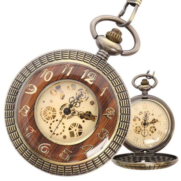 ポケットウォッチ 懐中時計 メンズ メンズ懐中時計 PWA008 手巻き スケルトン 蓋付き シース...