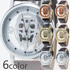 腕時計 メンズ メンズ腕時計 SPST014 フルスケルトンにスカルデザイン  レザーベルトの個性派メンズウォッチ｜varioustyle