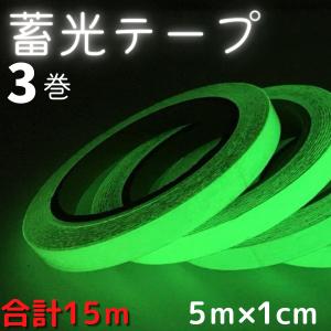 蓄光テープ 発光 夜行 光る 蛍光 てーぷ 長時間 5ｍ 1cm 3個セット 15メートル｜varyshop